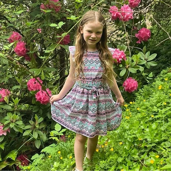 Girls size Pink and blue elephant dress